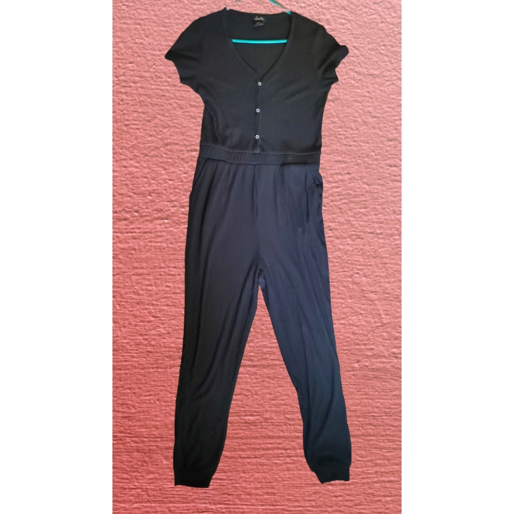 Black ribbed jumpsuit- large
